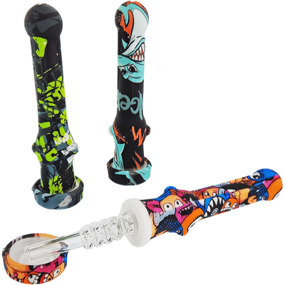 4.5″ SILICONE DECAL NECTAR STRAW W/ QUARTZ TIP