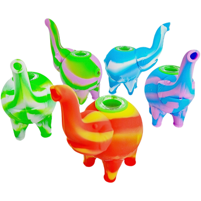 4.5″ SILICONE ELEPHANT PIPE W/ GLASS FLOWER BOWL