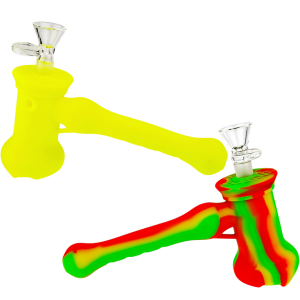 8″ SILICONE HAMMER BUBBLER W/ GLASS FLOWER BOWL