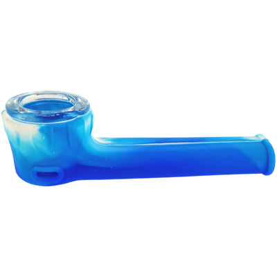 3.5″ Silicone Hand Pipe w/ Glass Flower Bowl