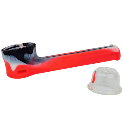 3.5″ Silicone Hand Pipe w/ Glass Flower Bowl