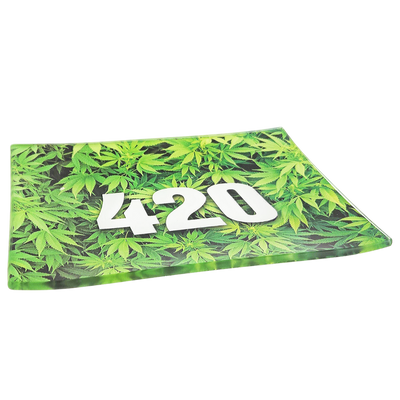 Small Shatter Resistant Glass Rolling Tray