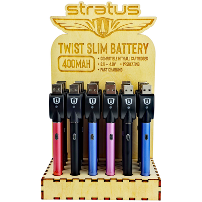Stratus 400mah Twist Battery w/ USB + Wooden Display (24ct) - photo 2
