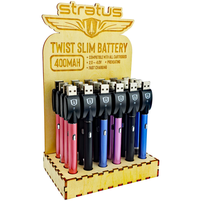 Stratus 400mah Twist Battery w/ USB + Wooden Display (24ct) - photo 8