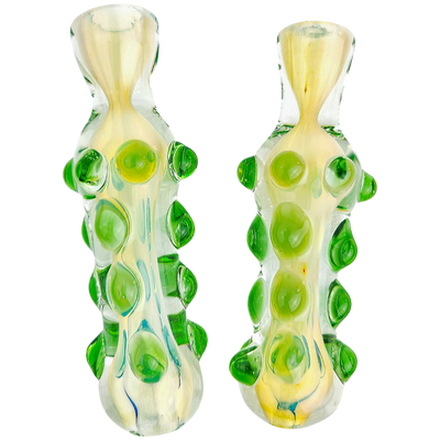 3″ Thick Fume Green Dot Chillum - alternate angle