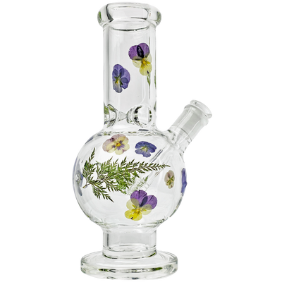 10" Pressed Flower Venetian Bubble Beaker Bong - Made in USA