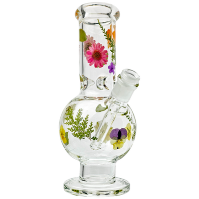 10" Pressed Flower Venetian Bubble Beaker Bong - Made in USA