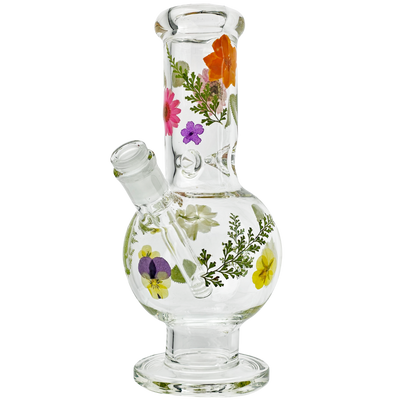 10" Pressed Flower Venetian Bubble Beaker Bong - Made in USA