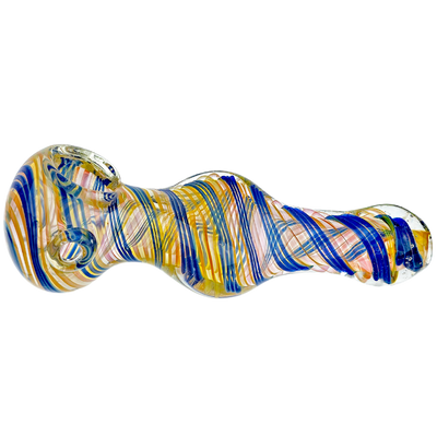 5.5" Cobalt Fume & Swirl Flat Body Hand Pipe