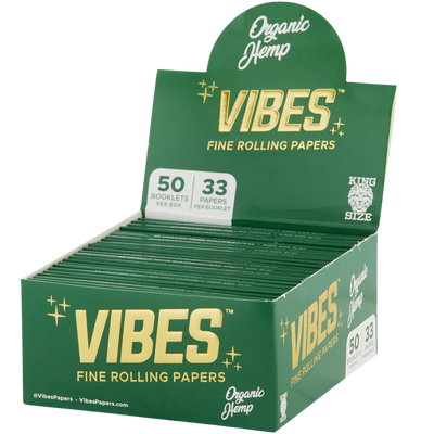 VIBES ORGANIC HEMP PAPERS BOX – KING SIZE SLIM by VIBES