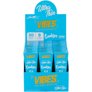 VIBES X COOKIES 53MM ULTRA THIN CONES – 9 / 30 DISPLAY BOX – BLUE by VIBES