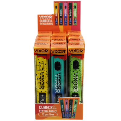 Vixor Cubecell 510 Vape Battery - 12 Pack Display - detail view