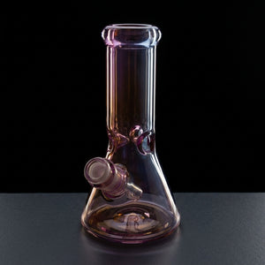 8" Iridescent 7mm Thick Beaker on dark slate surface - Oil Slick Pad