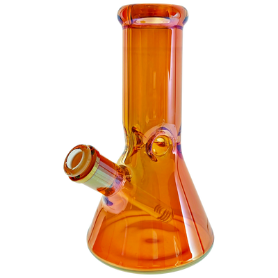 8" Iridescent 7mm Thick Beaker - Orange