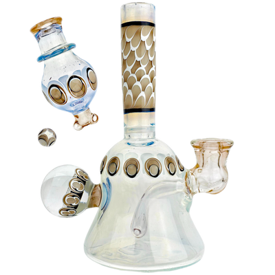 6.5" Natrix Glass Glopaz Dot Stack Rig w/ Cap & Pearl