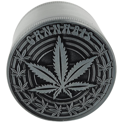 1.5" Hemp Leaf Embossed Zinc Grinder - 1
