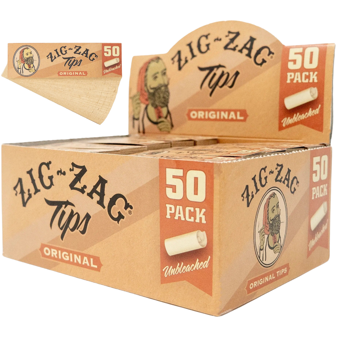 ZIG ZAG UNBLEACHED ROLLING TIPS 50 PACK CARTON