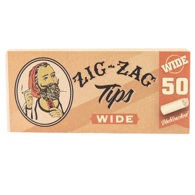 Zig Zag Unbleached Wide Rolling Tips 50 Pack Carton
