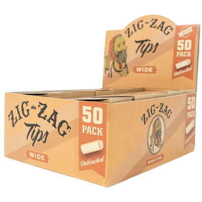 Zig Zag Unbleached Wide Rolling Tips 50 Pack Carton