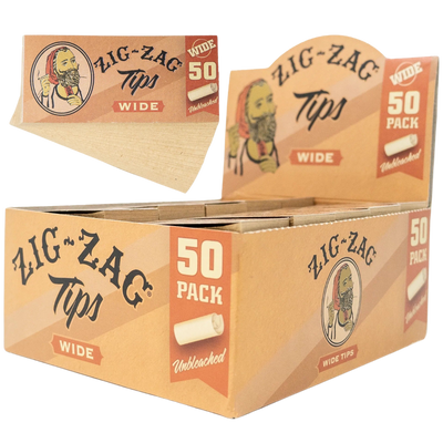 ZIG ZAG UNBLEACHED WIDE ROLLING TIPS 50 PACK CARTON