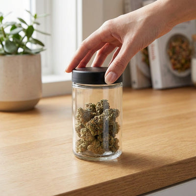 10oz Child-Resistant Glass Jars with Black Caps – 14 Grams (1/2 Ounce) Capacity, Airtight and Durable, 36-Pack – Ideal for Ca