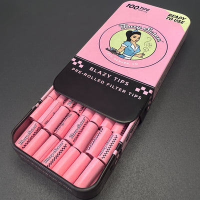 Blazy Susan Filter Tips, Tin Case, 100ct Pink Pre-Rolled