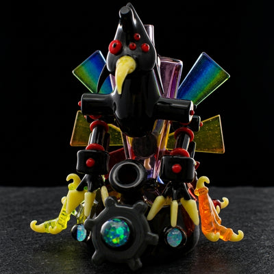 Bowman Mechbird Sculpture on dark slate surface - Oil Slick Pad