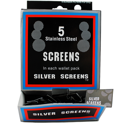 Box of silver stainless steel screens