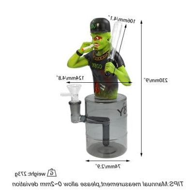 9" Baseball Man Water Pipe | Glass + PVC