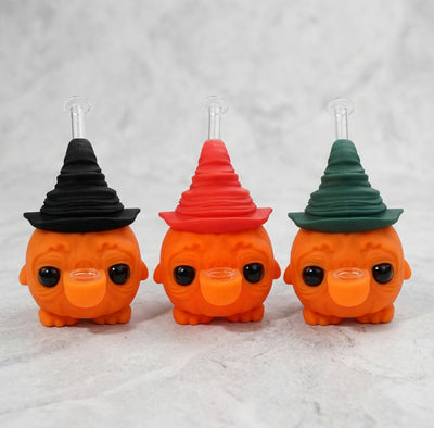 6.6" Silicone Pumpkin Wizard Hat Water Pipe