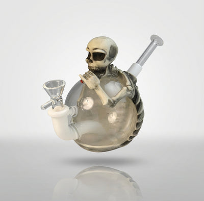 5.8" Pvc Skull Water Pipe | Glass + Silicone