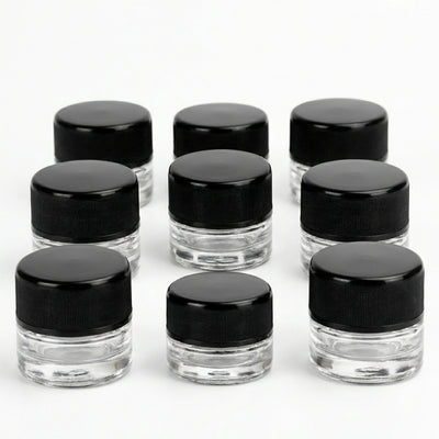 5ml Glass Jar- Heavy Bottom Child Resistant Jar with Black Lids