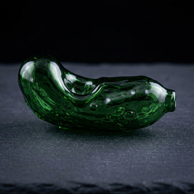 Cucumber glass pipe on dark slate surface - Oil Slick Pad