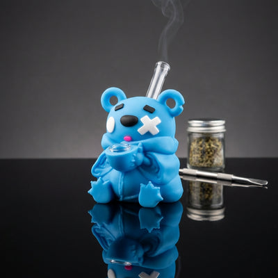 4.9" Tongue-sticking Bear Water Pipe | Silicone