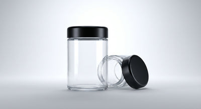 10oz Child-Resistant Glass Jars with Black Caps – 14 Grams (1/2 Ounce) Capacity, Airtight and Durable, 36-Pack – Ideal for Cannabis, Food, Display, and Craft Storage