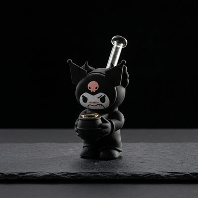Dark Bunny Skull Water Pipe on dark slate surface - Oil Slick Pad
