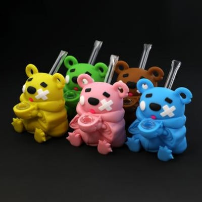 4.9" Tongue-sticking Bear Water Pipe | Silicone