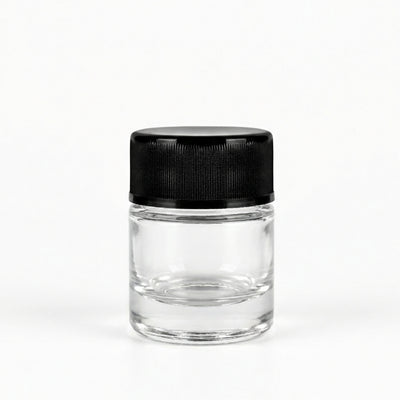 5ml Glass Jar- Heavy Bottom Child Resistant Jar with Black Lids