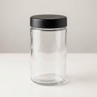10oz Child-Resistant Glass Jars with Black Caps – 14 Grams (1/2 Ounce) Capacity, Airtight and Durable, 36-Pack – Ideal for Cannabis, Food, Display, and Craft Storage