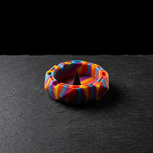 Geometric Ashtray on dark slate surface - Oil Slick Pad