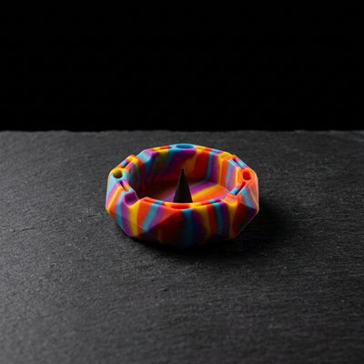 Geometric Ashtray on dark slate surface - Oil Slick Pad