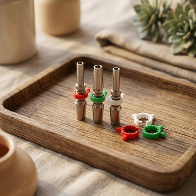 2.5″ 14MM TITANIUM NECTAR TIP W/ CLIPS – 3-Pack - lifestyle product photography