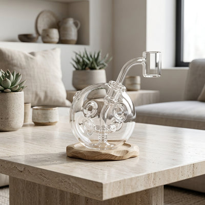 3″ Clear Fab Sphere 10mm Rig - lifestyle product photography