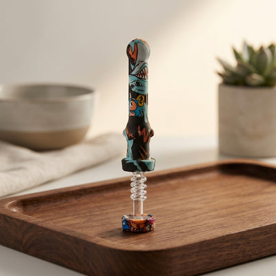 4.5″ Silicone Decal Nectar Straw W/ Quartz Tip - lifestyle product photography