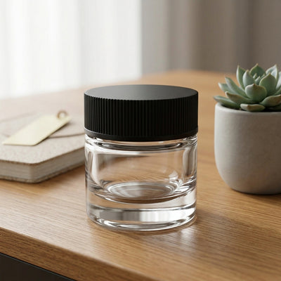 5ml Screw Top Jar with Black Lids - lifestyle product photography