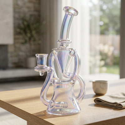 7.5″ Iridescent Double Uptake Recycler - lifestyle product photography