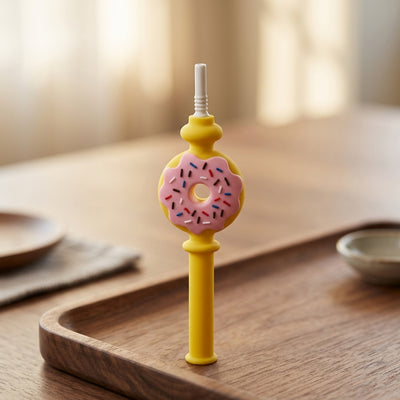 7″ Silicone Donut Nectar Straw W/ Ceramic Tip - lifestyle product photography