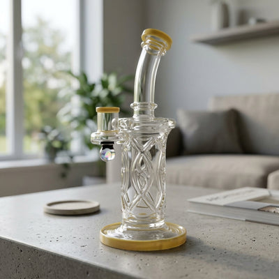9" Color Accent Inner Wall Perc Rig w/ Opal - lifestyle product photography