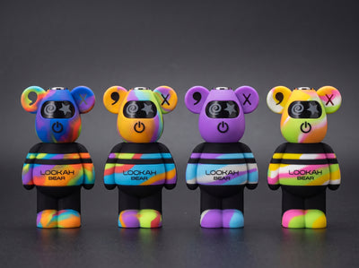 LOOKAH Bear Tie Dye 510 Battery Mod (500mAh) in Blue Tie Dye, Yellow Tie Dye, Purple Tie Dye and Pink Tie Dye