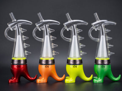 LOOKAH Dinosaur Electric Dab Rig in Red, Orange, Neon Green and Green
